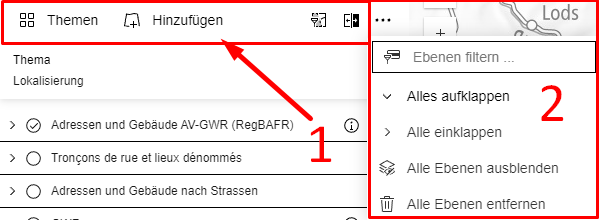 Werkzeugleiste Ebenenliste