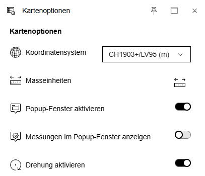 Kartenoptionen