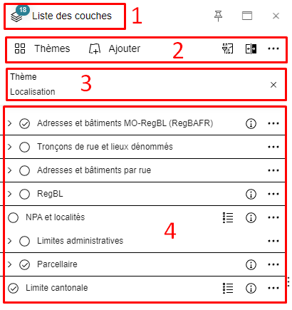 Liste des couches 123